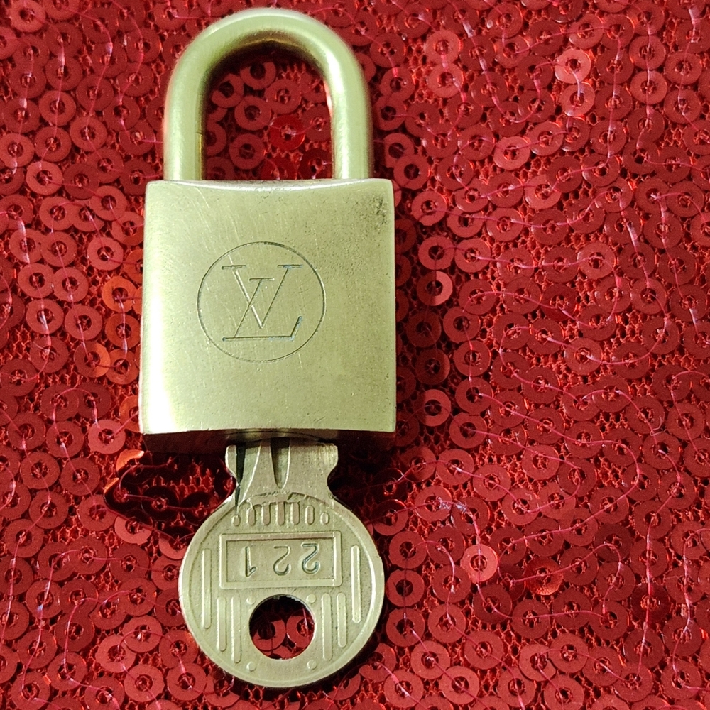Louis Vuitton Goldtone Lock and Key Number 221 Rare